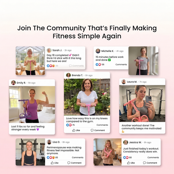 Customers using the toning exercise band at home